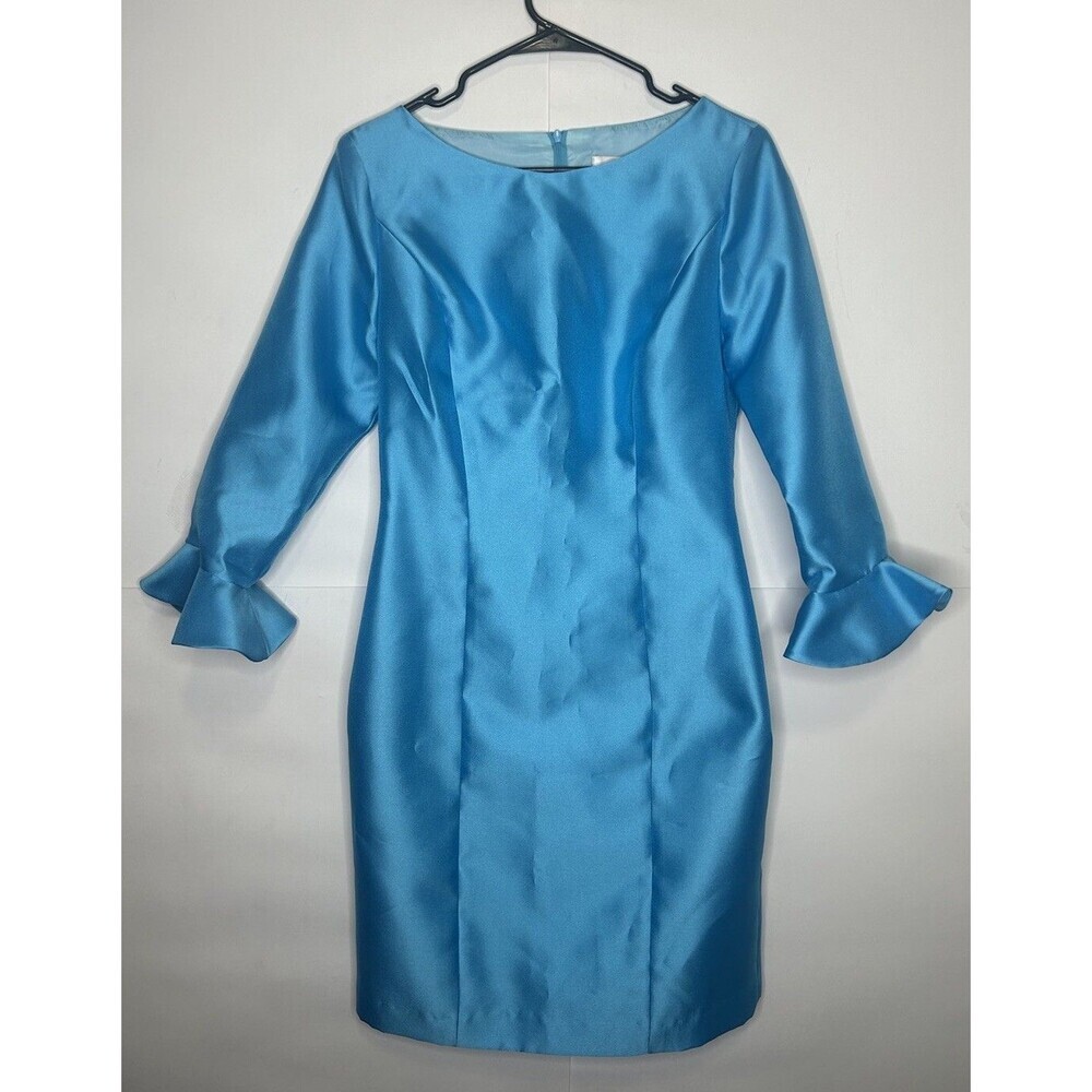 Lotus Grace Rare Women’s 3/4 Ruffle Sleeve Formal Dress Turquoise Size 6 NWT